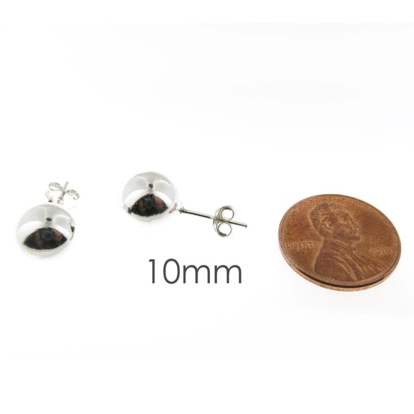 💗 Silver Bead Ball Stud Earrings 10mm NEW - Picture 6 of 7